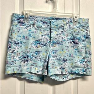 Old Navy Multi Color Beach Print Mid Rise Cotton Stretch Shorts Size 8